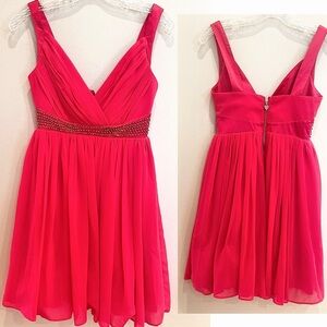 NWT Lipsy London Mini dress pink chiffon gold beaded studded prom